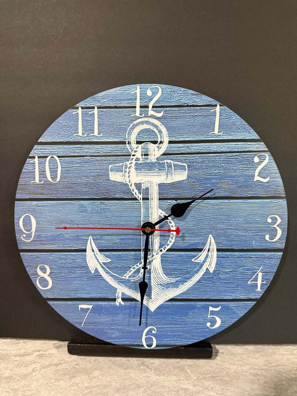 Nautical 13.25" Anchor Beach Wall Clock Navy Blue Decor Dec...